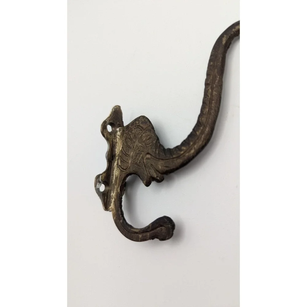 Vintage Elephant Trunk Wall Hook Bronze Metal Decorative Coat Hat Hanger India